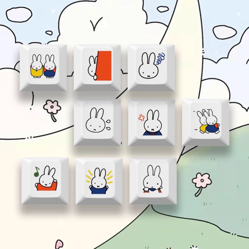 New Miffy rabbit cartoon cute  - Keyboard Tenkeyless ulasan dan harga
