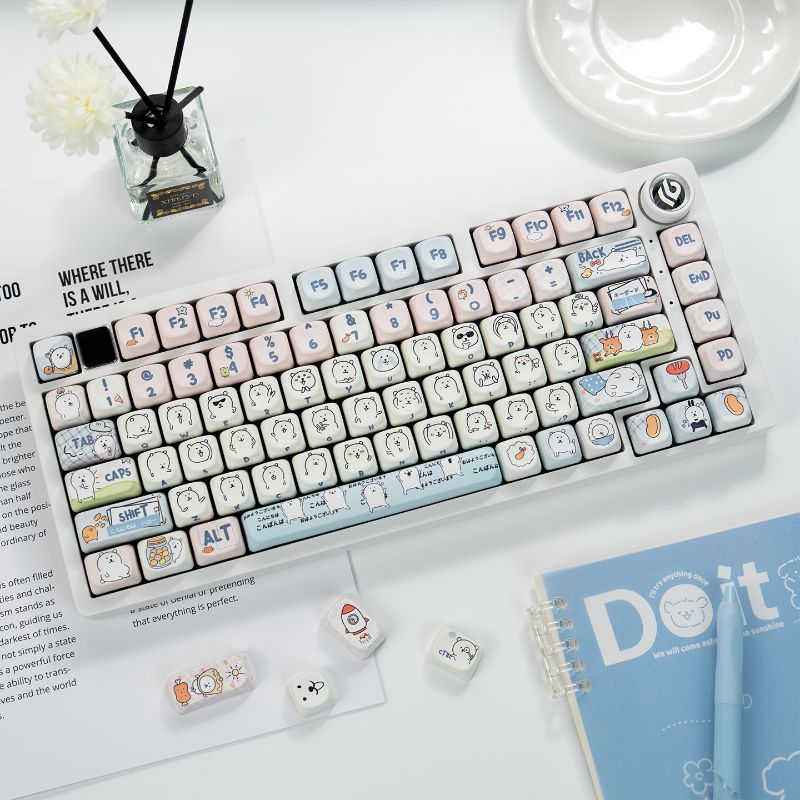 Cute Girly MOA Joke Bear PBT D - Keyboard Tenkeyless ulasan dan harga