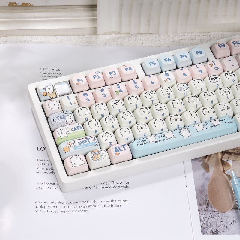 Cute Girly MOA Joke Bear PBT D - Keyboard Tenkeyless ulasan dan harga