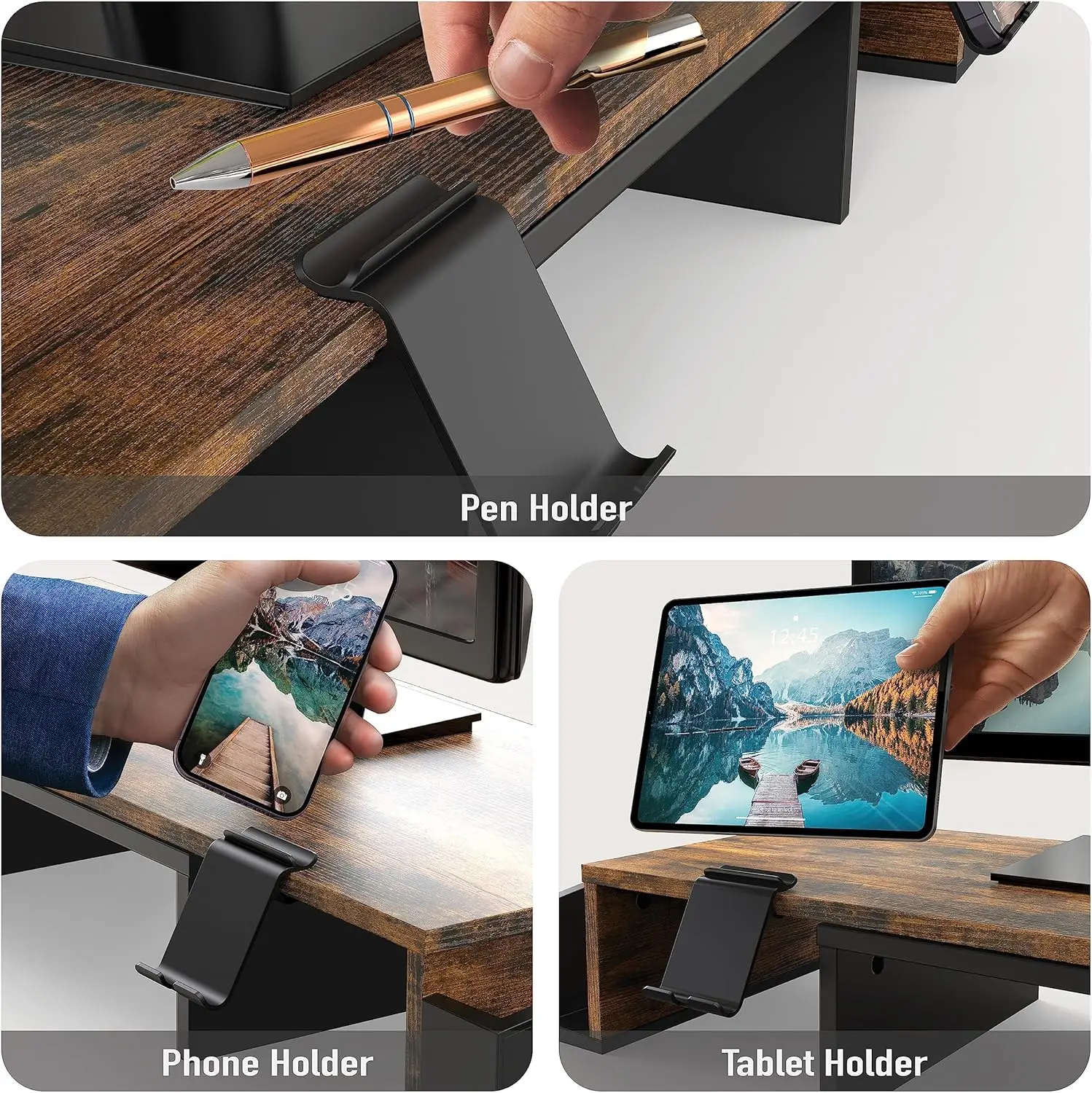 Desk Stand Dual Monitor Rustic - Dual Monitor Stand ulasan dan harga