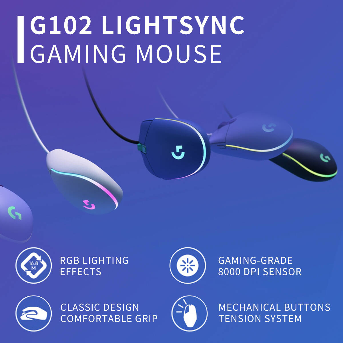 Logitech G102 Wired Gaming Mou - Esports Gaming Tournaments ulasan dan harga
